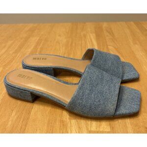 Maeve Denim Slip-on Mules Sandas Flats Block Heel Minimalist Size 36 US 5.5